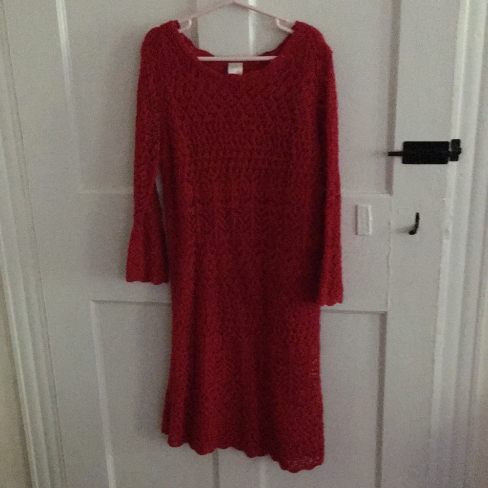 Girls knit red dress- Large (10-12)